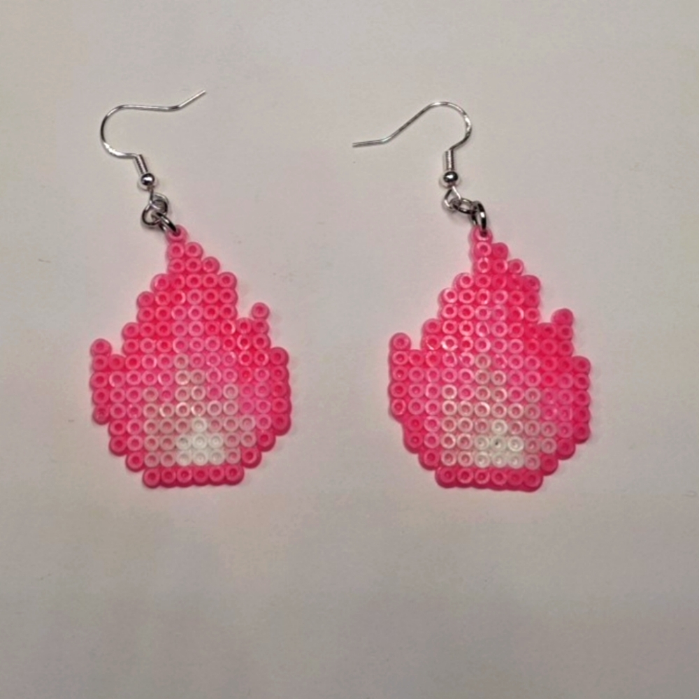 Handcrafted Pink Flame Earrings